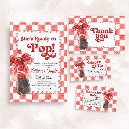 She's Ready to Pop Baby Shower 招待状