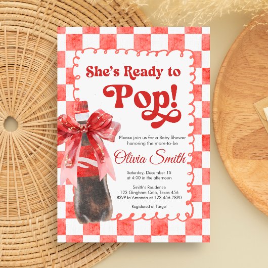 She's Ready to Pop Baby Shower 招待状