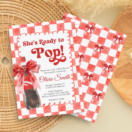 She's Ready to Pop Baby Shower 招待状