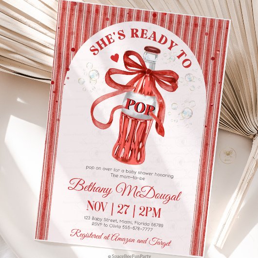 She's Ready To Pop Baby shower 招待状