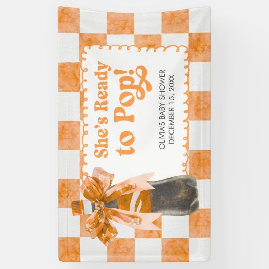 She's Ready to Pop Baby Shower 横断幕 (縦)