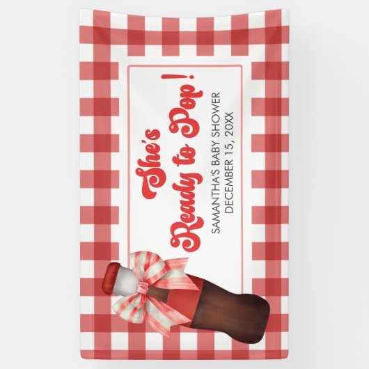 She's Ready to Pop Baby Shower  横断幕 (縦)