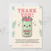 She's Ready to Pop Baby Shower Boho Kawaii サンキューカード (正面)