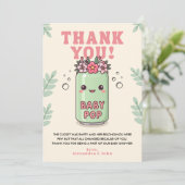 She's Ready to Pop Baby Shower Boho Kawaii サンキューカード (スタンド正面)