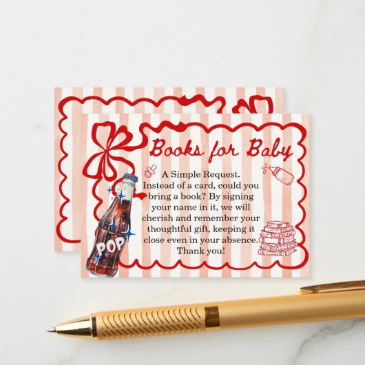 She's Ready to Pop Baby Shower Books for Baby エンクロージャーカード (正面/裏面インサイチュ)