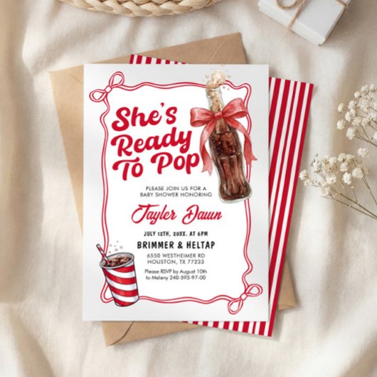 She's Ready to Pop Baby Shower Invitation  招待状