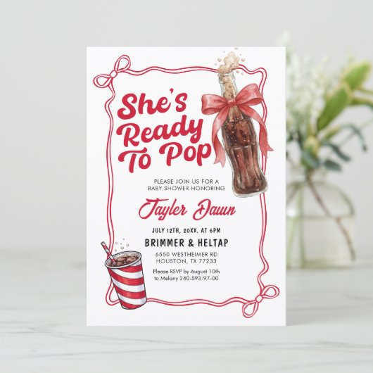 She's Ready to Pop Baby Shower Invitation  招待状 (スタンド正面)