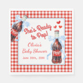 She's Ready to Pop Baby Shower | Red Gingham スタンダードランチョンナプキン (正面)