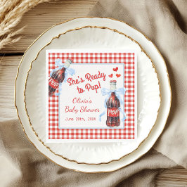 She's Ready to Pop Baby Shower | Red Gingham スタンダードランチョンナプキン