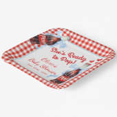 She's Ready to Pop Baby Shower | Red Gingham ペーパープレート (傾斜あり)