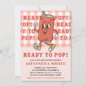 She's Ready to Pop Baby Shower Retro Red Gingham 招待状 (正面)