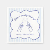 She's Ready To Pop Blue Soda Bottle Baby Shower スタンダードカクテルナプキン (正面)