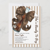 She's Ready To Pop Neutral Bow Baby Shower  招待状 (正面)