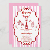 She's Ready to Pop Pink Coke Bottle Baby Shower 招待状 (正面/裏面)