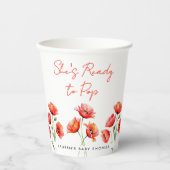 She's Ready To Pop Poppy Flower Spring Baby Shower 紙コップ (正面)