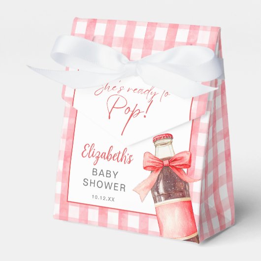 She's Ready To Pop Red Bow Baby Shower フェイバーボックス (正面サイド)