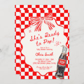  She's Ready to Pop Red Soda Baby Shower 招待状 (正面/裏面)