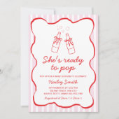 She's Ready To Pop Red Soda Bottle Baby Shower 招待状 (正面)