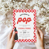 She's Ready to Pop Retro Soda Red Pink Baby Shower 招待状