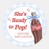She's Ready to Pop Soda Baby Shower ラウンドシール (正面)