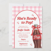 She's Ready to Pop Soda Baby Shower 招待状 (正面)