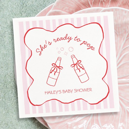 She's Ready To Pop Soda Bottle Baby Shower スタンダードカクテルナプキン