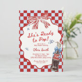  She's Ready to Pop Soda boy Baby Shower 招待状 (スタンド正面)