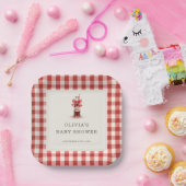 She's Ready to Pop Soda Gingham Baby Shower Party ペーパープレート (パーティー)