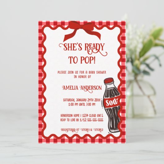 She's Ready to Pop Soda Red Gingham 招待状 (スタンド正面)