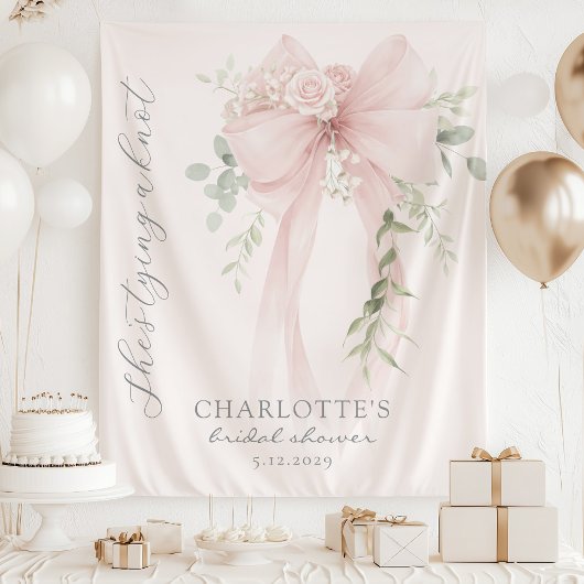 She's tying a knot Bow Bridal Shower タペストリー