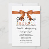 She's Tying the Knot テーマの焦がしオレンジのリボン 招待状 (正面)