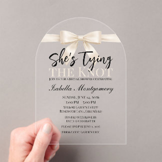 She's Tying the Knot テーマ アイボリー リボン アクリル招待状