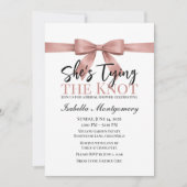 She's Tying the Knot テーマ ダスティピンクのリボン 招待状 (正面)