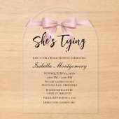 She's Tying the Knot テーマ ピンクリボン アクリル招待状 (正面)