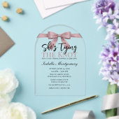 She's Tying the Knot テーマ マーブルのリボン アクリル招待状 (インサイチュ (ウェディング))
