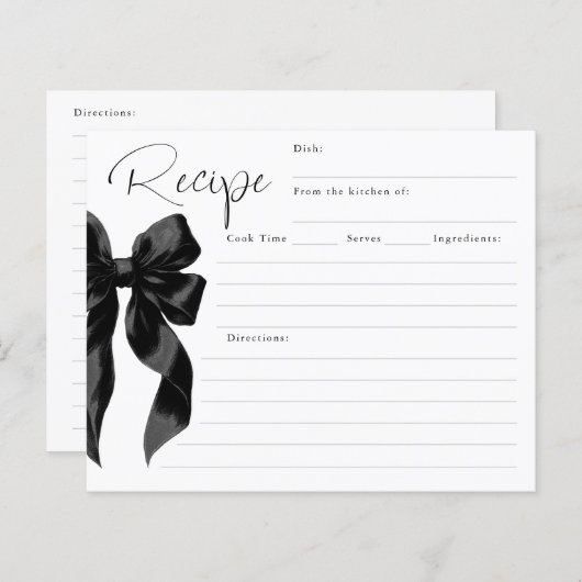 She's Tying the Knot Black Bow Bridal Recipe Card (正面/裏面)