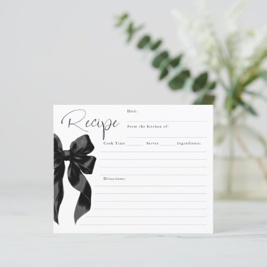 She's Tying the Knot Black Bow Bridal Recipe Card (スタンド正面)