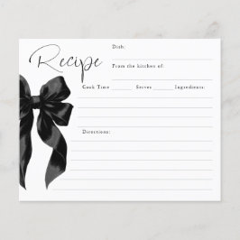 She's Tying the Knot Black Bow Bridal Recipe Card