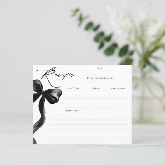 She's Tying the Knot Black Bow Bridal Recipe Card (スタンド正面)