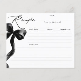 She's Tying the Knot Black Bow Bridal Recipe Card