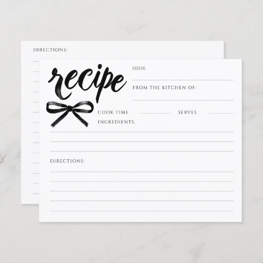 She's Tying the Knot Black Bow Bridal Recipe Card (正面/裏面)