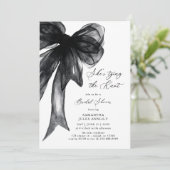 She's Tying The Knot Black Bow Bridal Shower 招待状 (スタンド正面)
