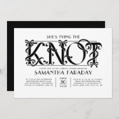 She's Tying The Knot Black Bow Bridal Shower 招待状 (正面/裏面)