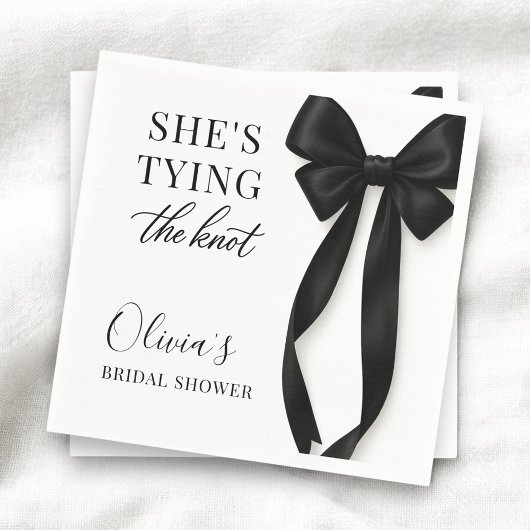 She's Tying The Knot Black Bow Party スタンダードカクテルナプキン