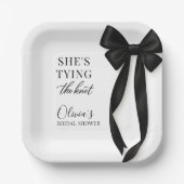 She's Tying The Knot Black Bow Party ペーパープレート (正面)