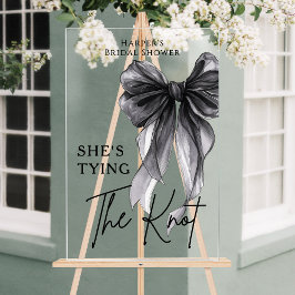 She's Tying The Knot Black Bow Welcome Sign アクリルサイン