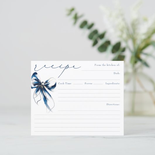 She's Tying the Knot Blue Bow Bridal Recipe Card (スタンド正面)