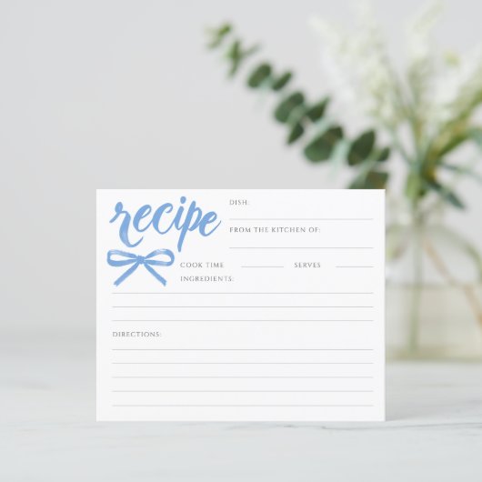 She's Tying the Knot Blue Bow Bridal Recipe Card (スタンド正面)
