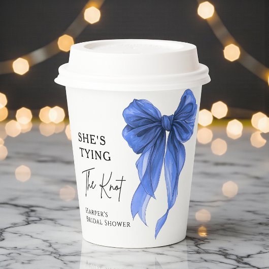 She's Tying The Knot Blue Bow Bridal Shower 紙コップ