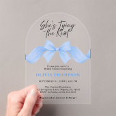 She's Tying the Knot Blue Bow Photo Bridal Shower アクリル招待状 (インサイチュ (ポータブル))
